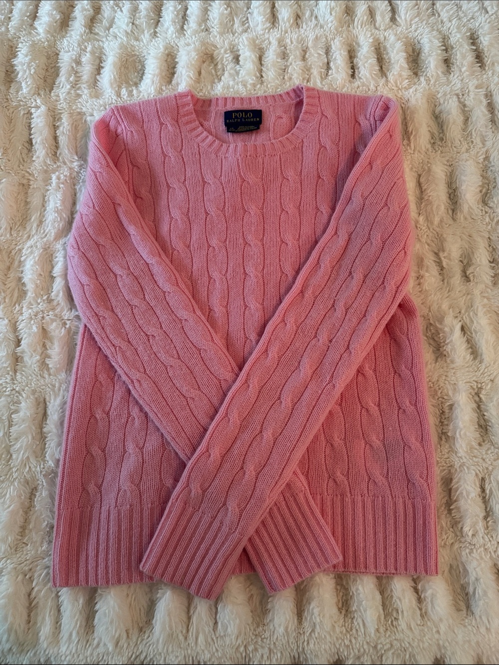 Girls Polo by Ralph Lauren Bubblegum Pink Cable-Knit Crewneck Sweater